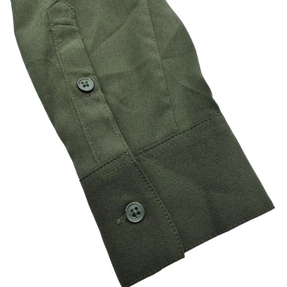 BANANA REPUBLIC NWT Women's XS Green Silky Long Sleeve Tunic Shirt Back Buttons - Picture 3 of 8